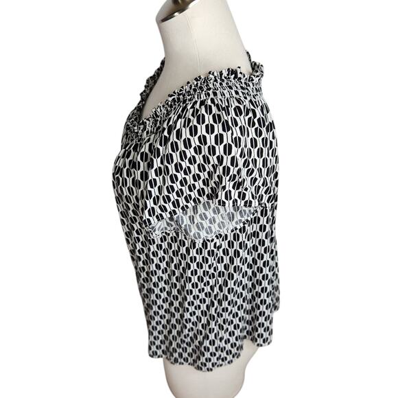 Kate Spade Arrow Stripe Off The Shoulder‎ Blouse Women's Medium Black White - Picture 8 of 10